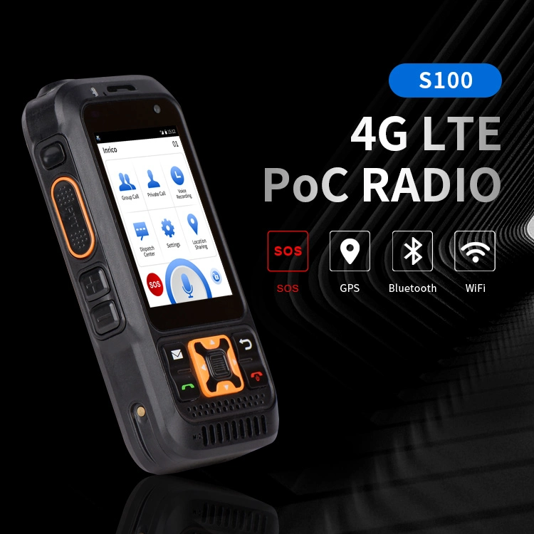 Poc Radio 4G Lte Mobile Network Walkie Talkie with Single SIM Card and Sos Button Inrico S100