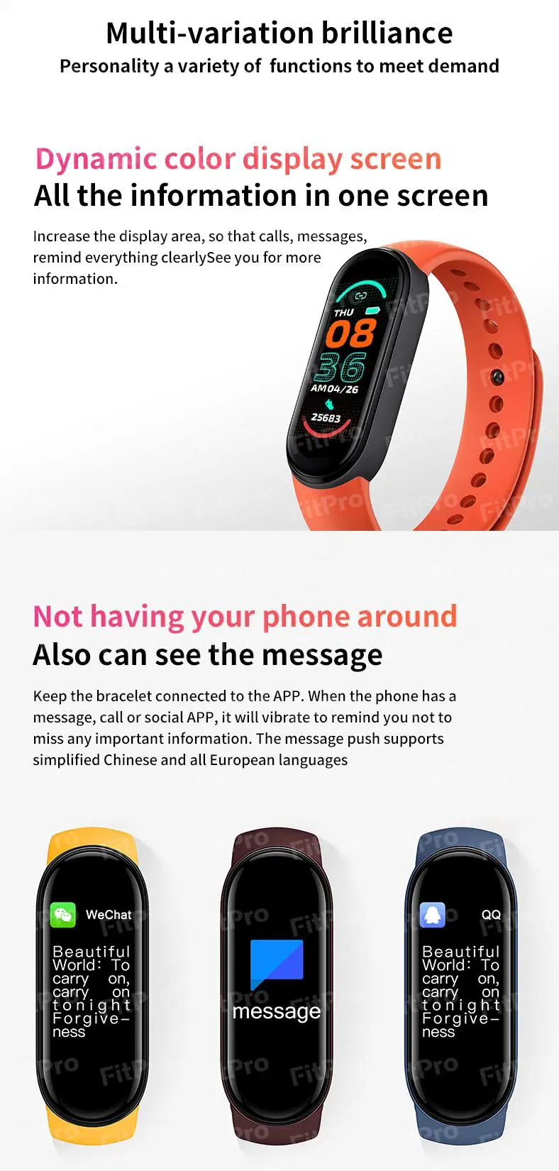 Popular Mi Band 6 Smart Watch M3 M4 M5 M6 M7 Smart Band Fitness Smartband Bracelet M 6 in Mobile Phone